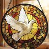 White Dove Stained Glass Suncatcher, Holy Spirit Window Hanging Art, Peace Dove Mosaic Acrylic Ornament, Spiritual Religious Christian Gift