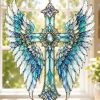 Angel Wing Cross Acrylic Suncatcher, Christian Window Hanging, Faith Decor, Crystal Suncatcher Cross, Prism Suncatcher Gift