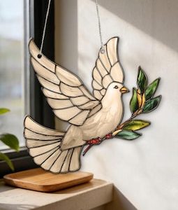 White Dove ACRYLIC Suncatcher, Peace Dove Window Hanging, Bird Sun Catcher Decor, Sympathy Gift, Housewarming Gift, Nature Lover Gift